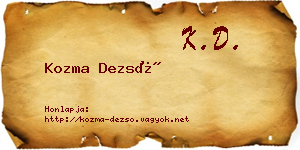 Kozma Dezső névjegykártya